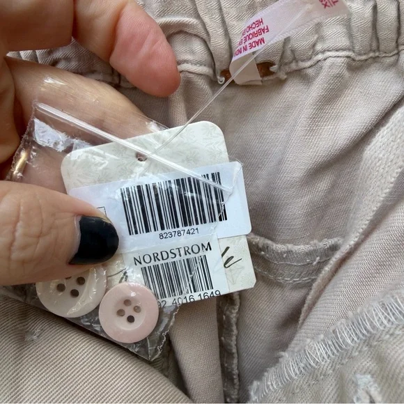 Free People After Love Cuff Pants Trousers Light Khaki NEW XS run big boho wide - Picture 5 of 6
